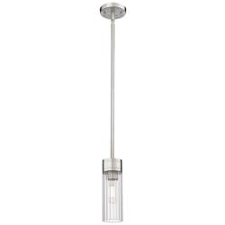 Empire 3.13&quot; Wide Stem Hung Satin Nickel Pendant With Clear Shade