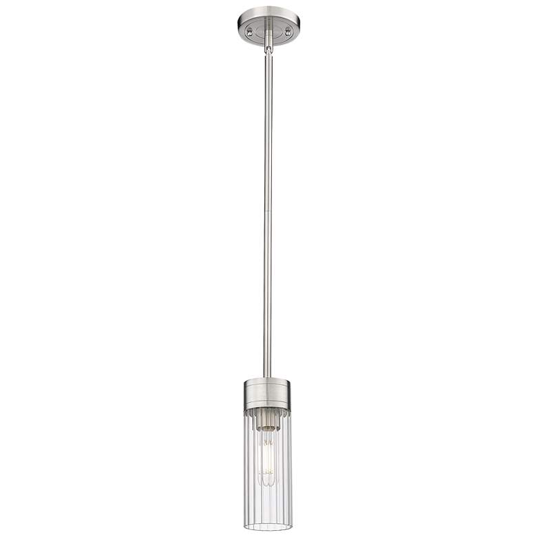 Image 1 Empire 3.13" Wide Stem Hung Satin Nickel Pendant With Clear Shade