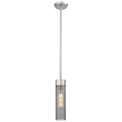 Empire 3.13" Wide Stem Hung Satin Nickel Pendant With Smoke Shade