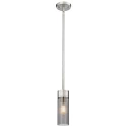 Empire 3.13" Wide Stem Hung Satin Nickel Pendant With Smoke Shade