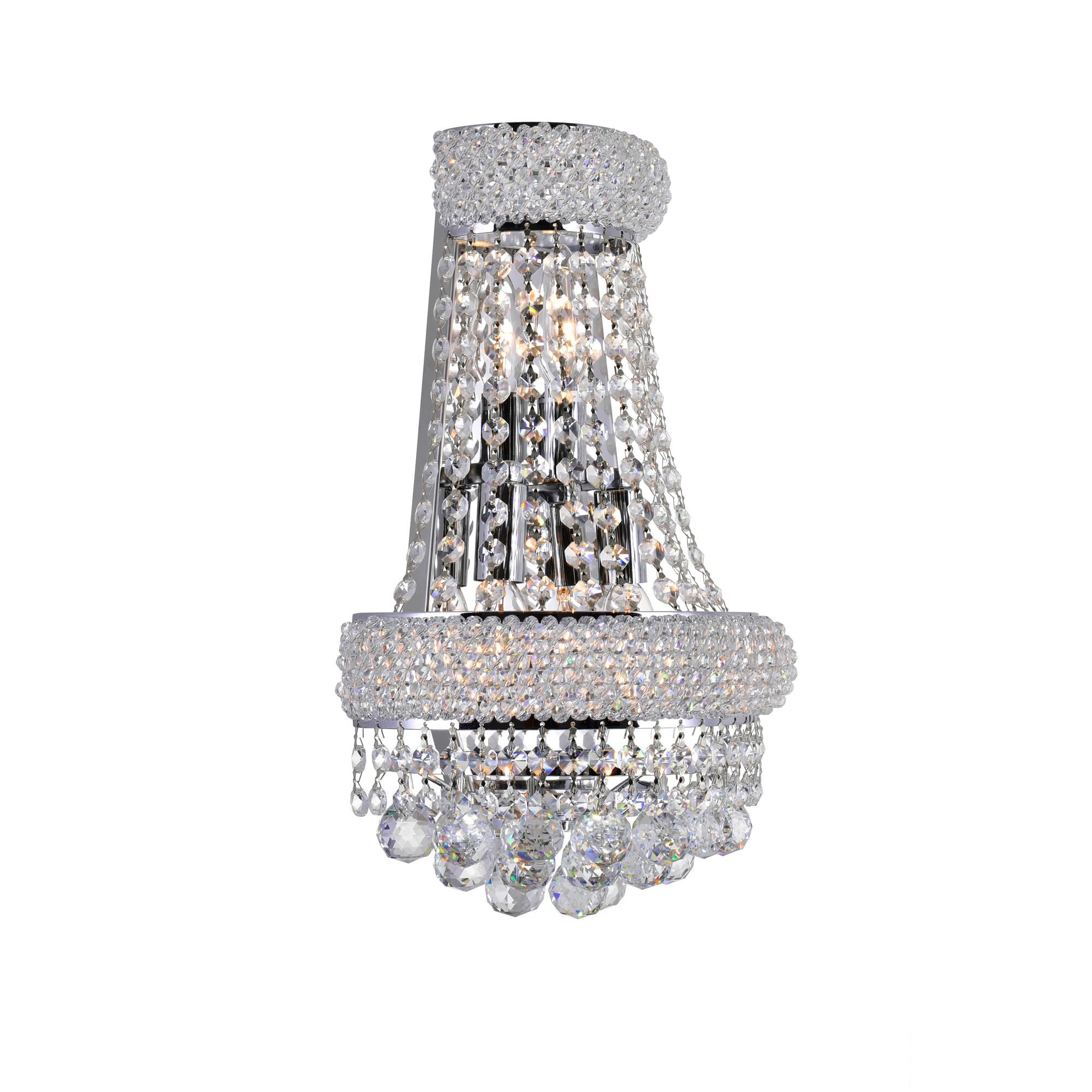 Image 2 Empire 3 Light 12in Chrome Wall Sconce with Crystals more views