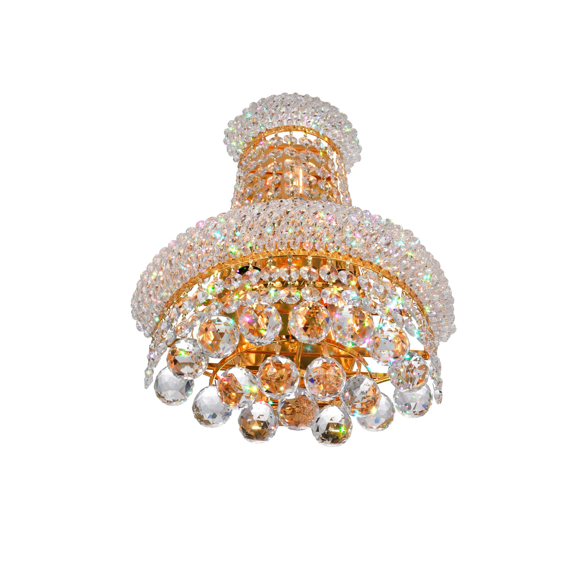 Image 2 Empire 3 Light 12in Gold Wall Sconce with Crystals more views