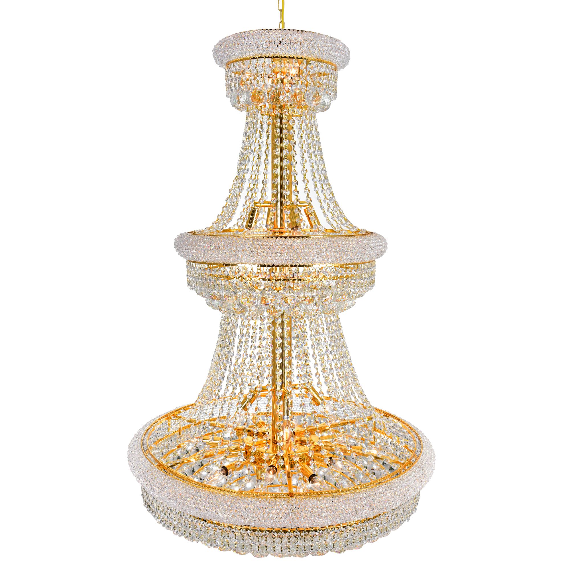 Thumbnail2 of Empire 32 Light 30in Gold Down Chandelier with Crystals more views