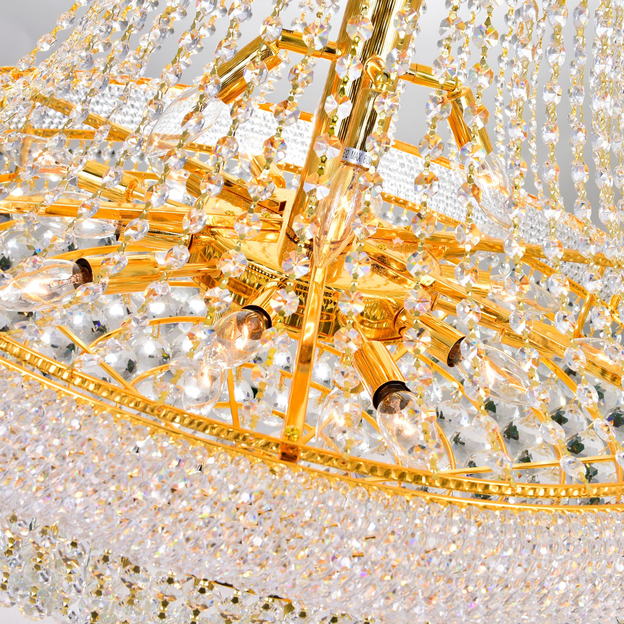 Thumbnail4 of Empire 32 Light 30in Gold Down Chandelier with Crystals more views