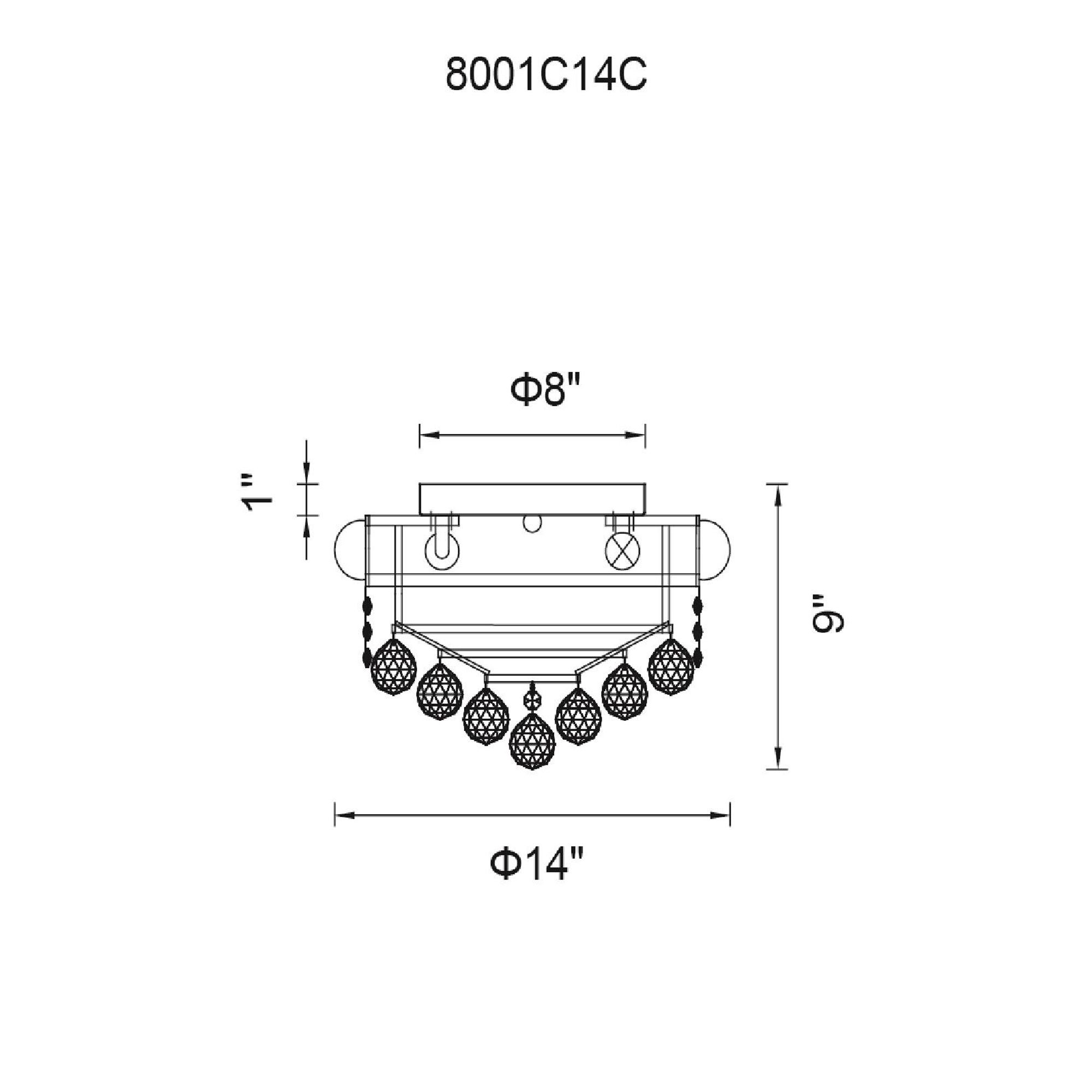 Image 6 Empire 4 Light 14in Chrome Flush Mount with Crystals more views