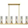 Empire 44.25"W 6 Light Brushed Brass Stemmed Linear Pendant w/ Smoke S