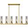 Empire 44.25"W 6 Light Brushed Brass Stemmed Linear Pendant w/ Smoke S