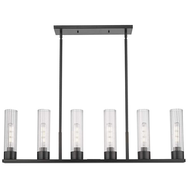 Image 1 Empire 44.25"W 6 Light Matte Black Stem Hung Linear Pendant w/ Clear S