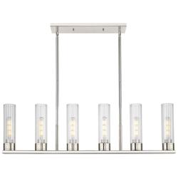 Empire 44.25&quot;W 6 Light Polished Nickel Stem Linear Pendant w/ Clear Sh