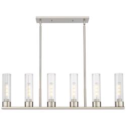 Empire 44.25&quot;W 6 Light Satin Nickel Stem Hung Linear Pendant w/ Clear