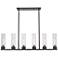 Empire 44.25"W 6 Light Stem Hung Matte Black Linear Pendant w/ Clear S