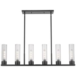 Empire 44.25"W 6 Light Stem Hung Matte Black Linear Pendant w/ Clear S
