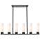 Empire 44.25"W 6 Light Stem Hung Matte Black Linear Pendant w/ White S