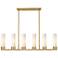 Empire 44.25"W 6 Lt Stemmed Brushed Brass Linear Pendant w/ White Shad