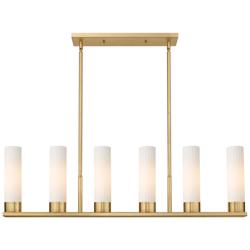 Empire 44.25"W 6 Lt Stemmed Brushed Brass Linear Pendant w/ White Shad