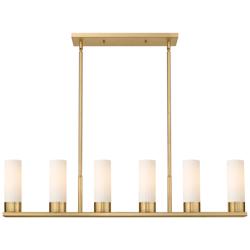 Empire 44 1/4" Wide Brass and White Glass Linear Chandelier
