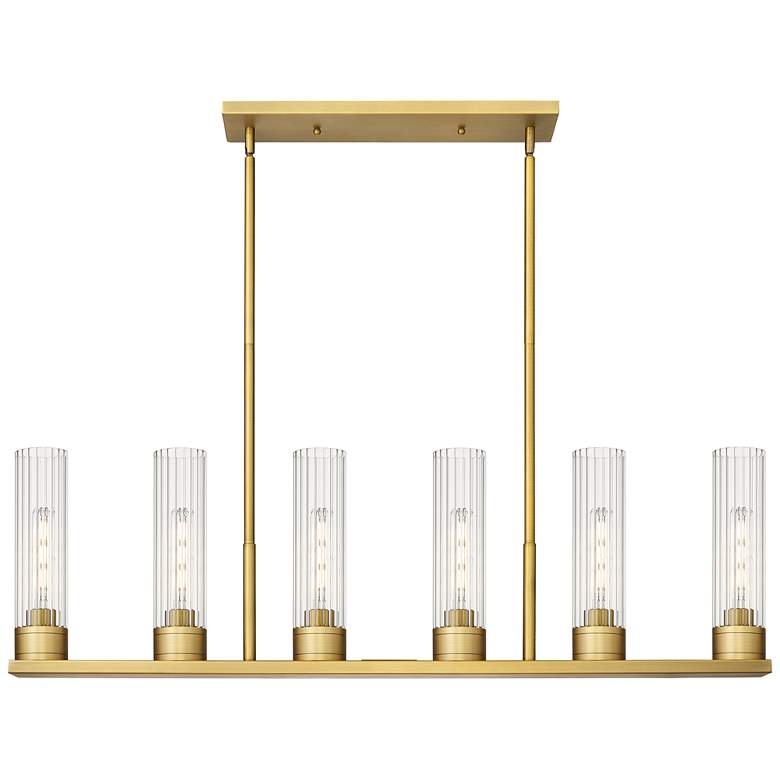 Image 1 Empire 44 1/4"W Brushed Brass Linear Pendant w/ Clear Glass