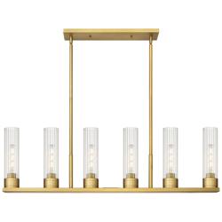 Empire 44 1/4"W Brushed Brass Linear Pendant w/ Clear Glass