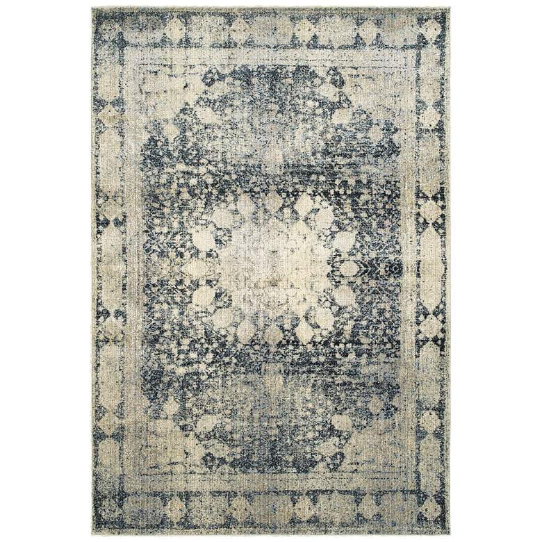 Image 1 Empire 4445S 5&#39;3 inchx7&#39;6 inch Ivory and Blue Area Rug