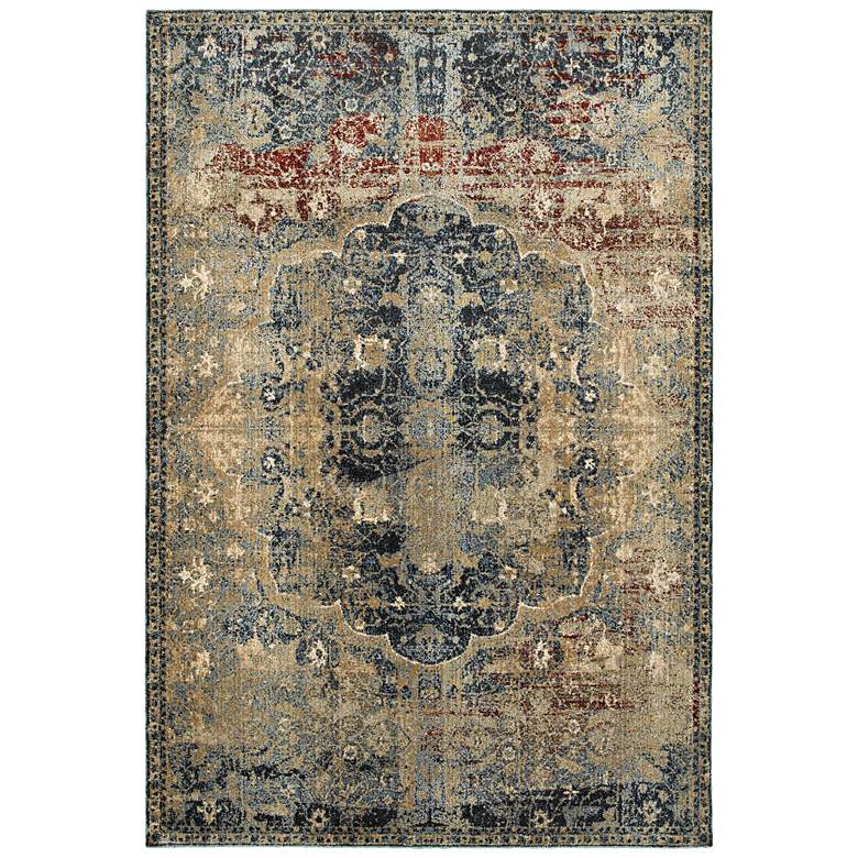 Image 1 Empire 4449H 5&#39;3 inchx7&#39;6 inch Gold and Blue Area Rug