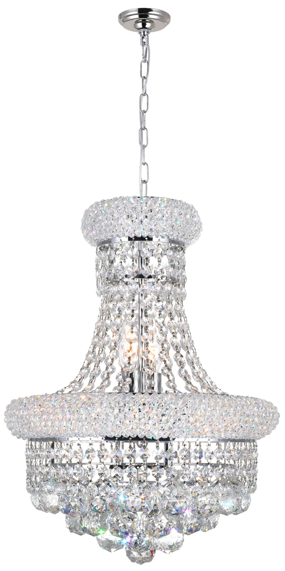 Empire 6 Light 14in Chrome Chandelier with Crystals