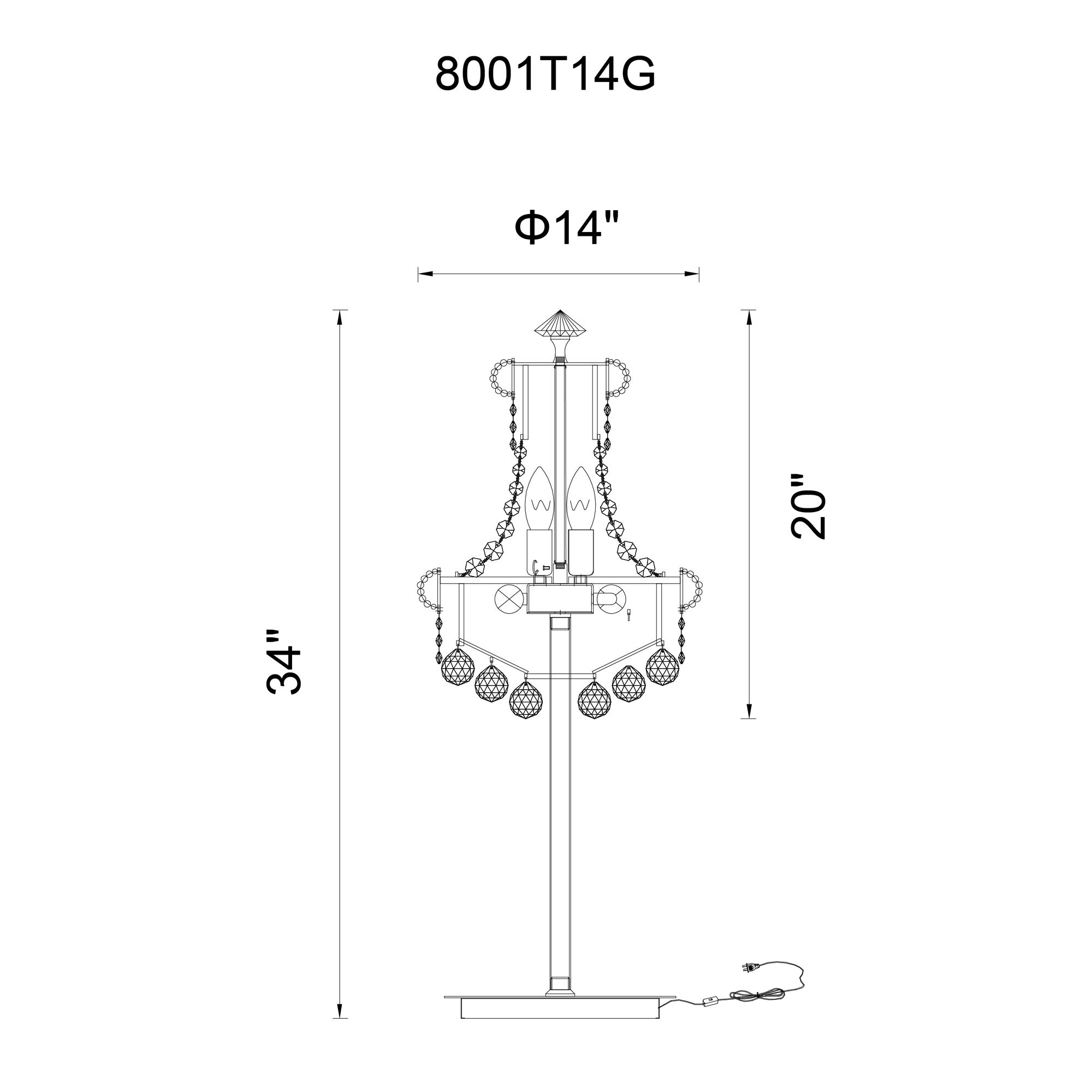 Image 7 Empire 6 Light 14in Chrome Table Lamp with Crystals more views