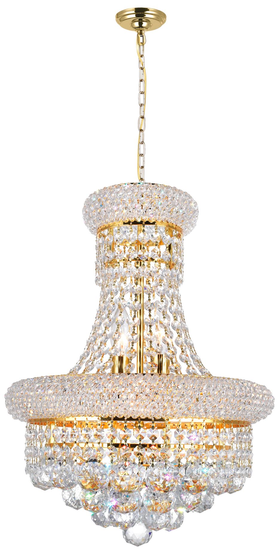 Empire 6 Light 14in Gold Chandelier with Crystals