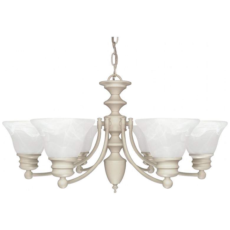 Image 1 Empire; 6 Light; 26 in.; Chandelier with Alabaster Glass Bell Shades