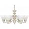 Empire; 6 Light; 26 in.; Chandelier with Alabaster Glass Bell Shades