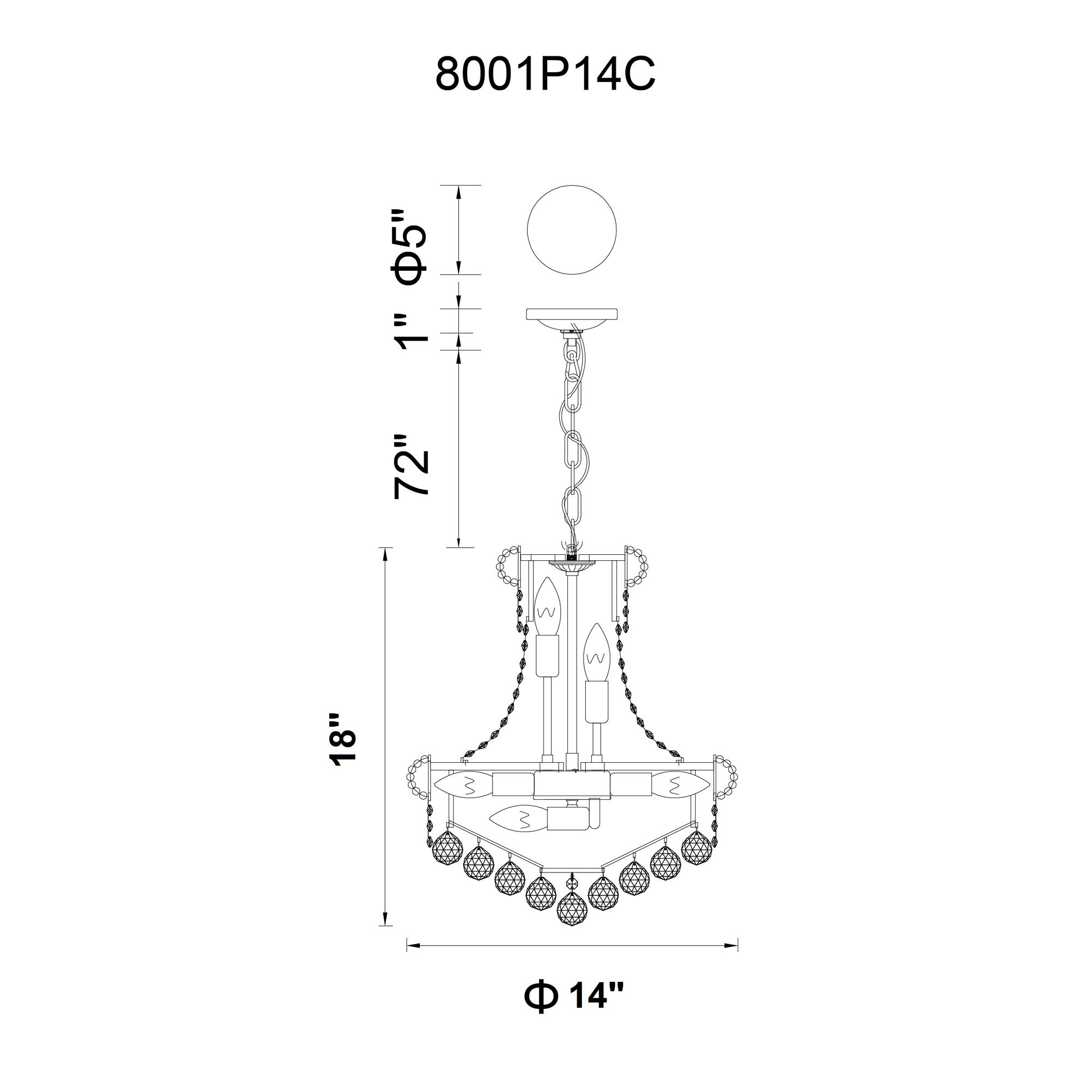 Empire 6 Light Chandelier With Gold Finish