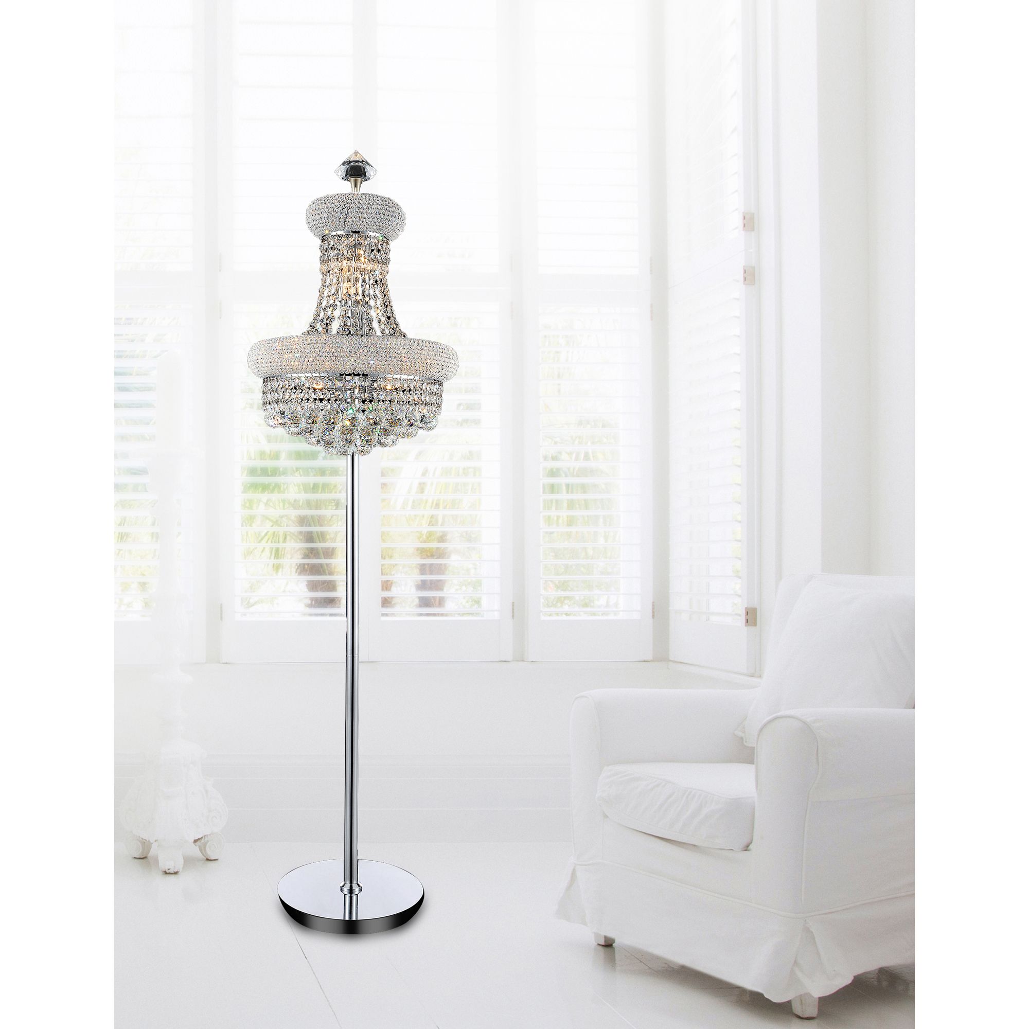 Image 6 Empire 8 Light 18in Chrome Floor Lamp with Crystals more views