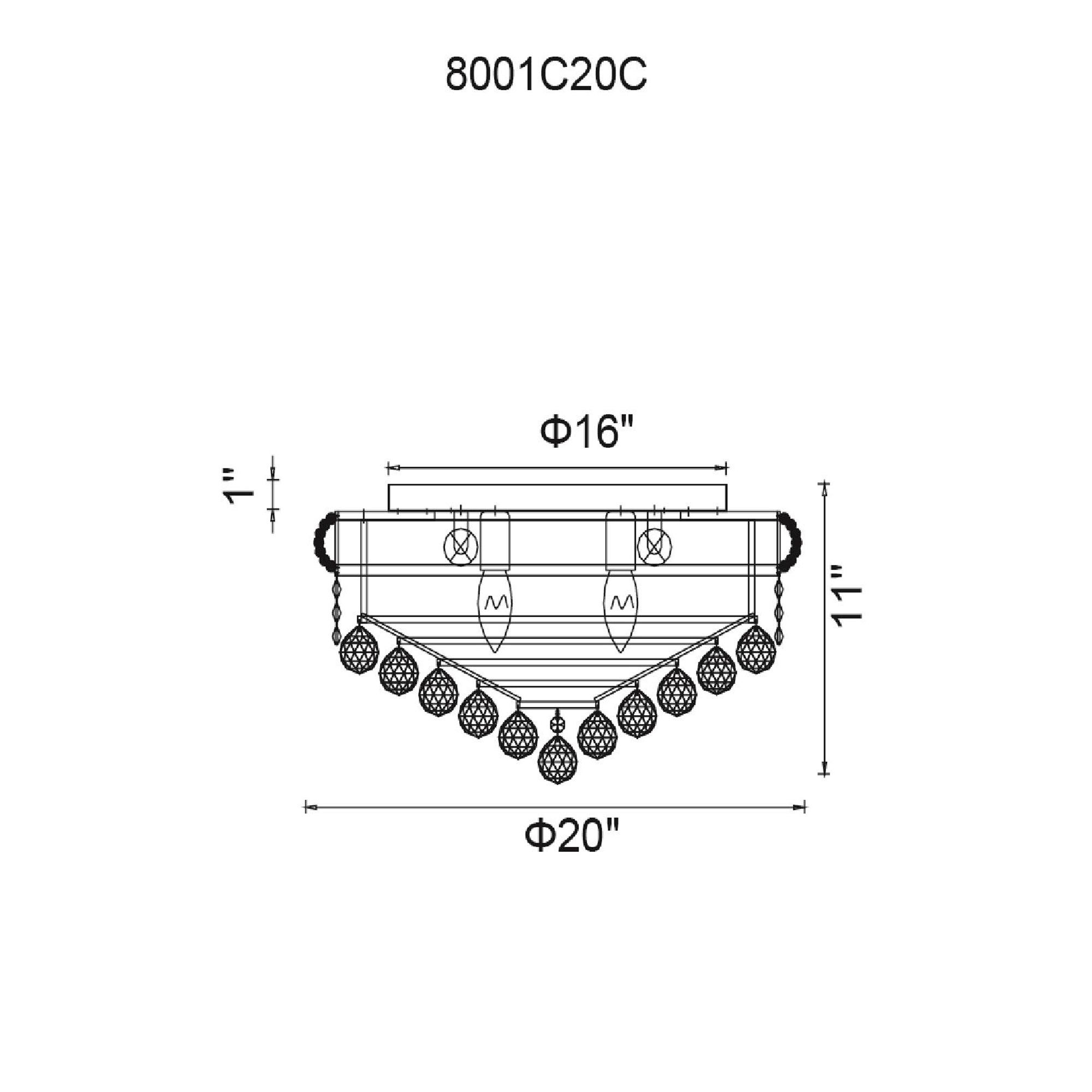 Image 6 Empire 8 Light 20in Chrome Flush Mount with Crystals more views
