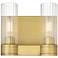Empire 9.5" High 2 Light Brushed Brass Sconce With Clear Shade
