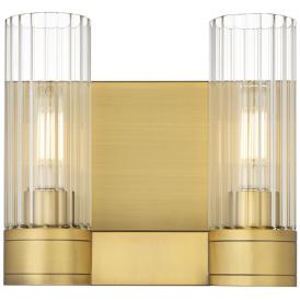 Empire 9.5" High 2 Light Brushed Brass Sconce With Clear Shade Empire 9.5" High 2 Light Brushed Brass Sconce With Clear Shade