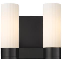 Empire 9.5" High 2 Light Matte Black Sconce With White Shade