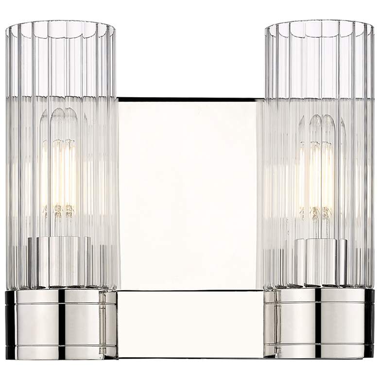 Image 1 Empire 9.5" High 2 Light Polished Nickel Sconce With Clear Shade