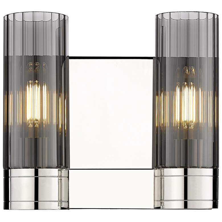 Image 1 Empire 9.5" High 2 Light Polished Nickel Sconce With Smoke Shade