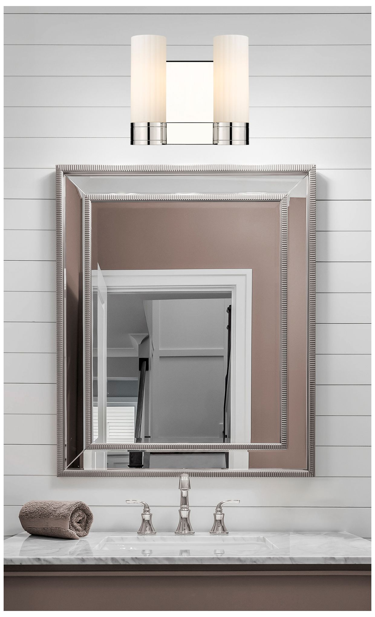 Image 3 Empire 9.5" High 2 Light Polished Nickel Sconce With White Shade more views