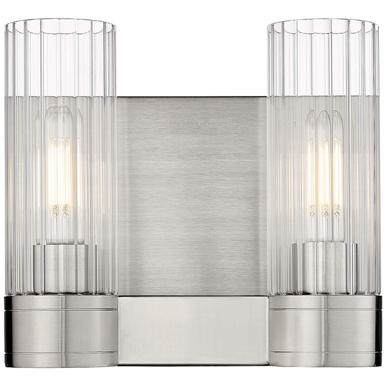 Image 1 Empire 9.5 inch High 2 Light Satin Nickel Sconce With Clear Shade