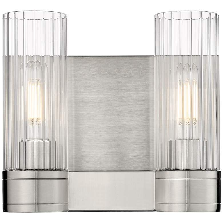Image 1 Empire 9.5" High 2 Light Satin Nickel Sconce With Clear Shade