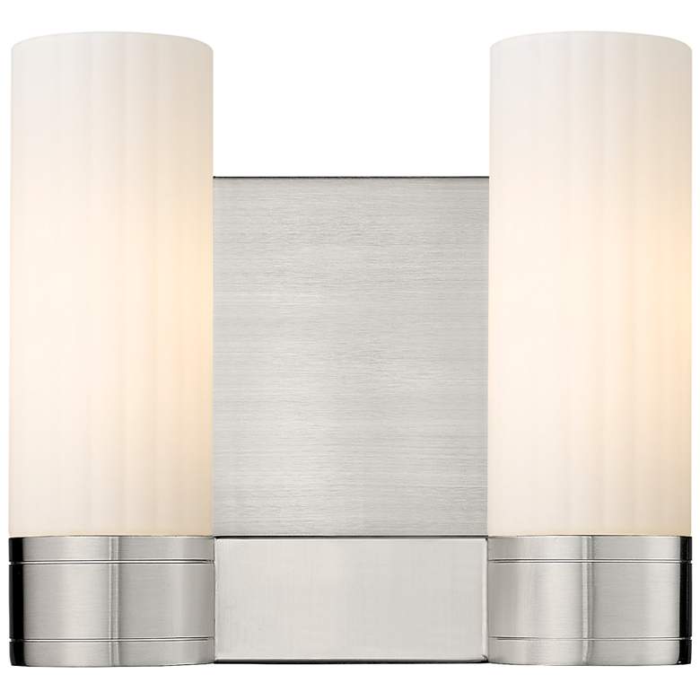 Image 1 Empire 9.5 inch High 2 Light Satin Nickel Sconce With White Shade
