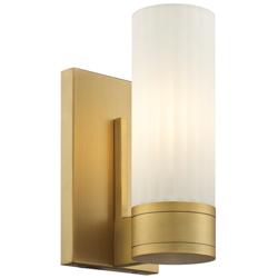 Empire 9.5" High Brushed Brass Sconce With White Shade