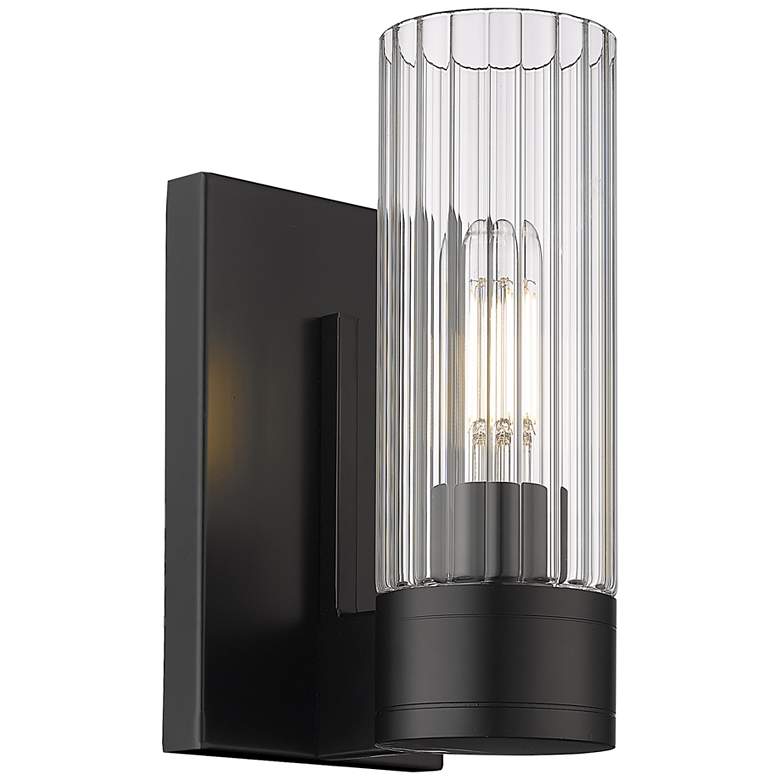 Image 1 Empire 9.5" High Matte Black Sconce With Clear Shade