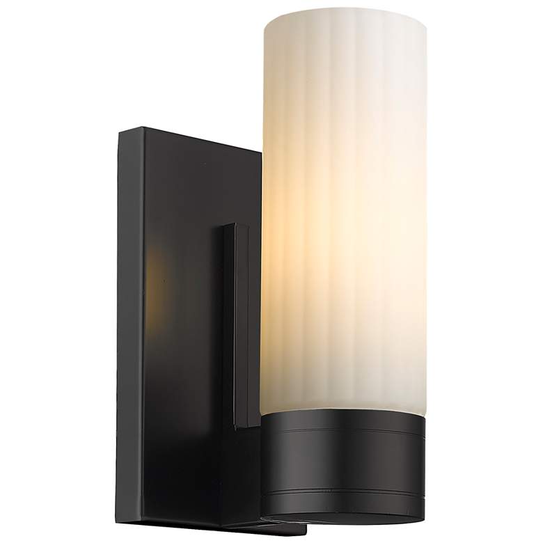 Image 1 Empire 9.5" High Matte Black Sconce With White Shade