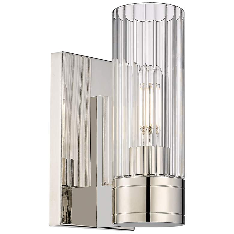 Image 1 Empire 9.5" High Polished Nickel Sconce With Clear Shade