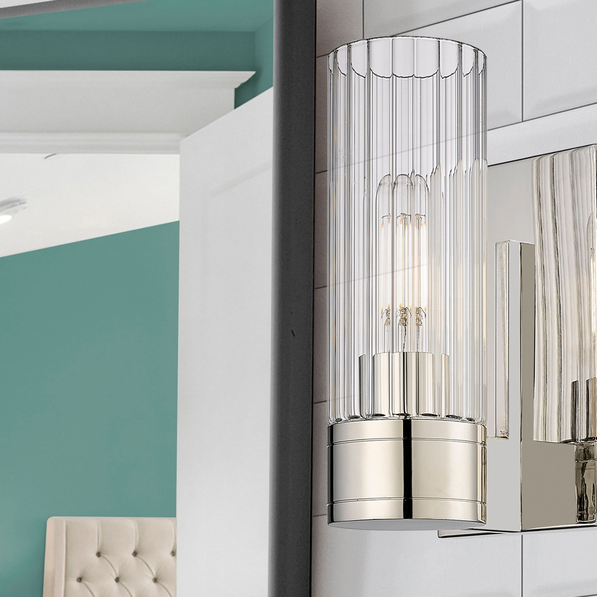 Image 4 Empire 9.5" High Polished Nickel Sconce With Clear Shade more views