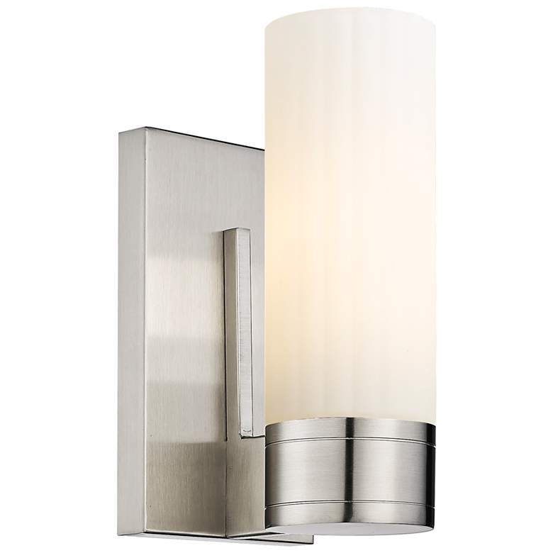 Image 1 Empire 9.5" High Satin Nickel Sconce With White Shade