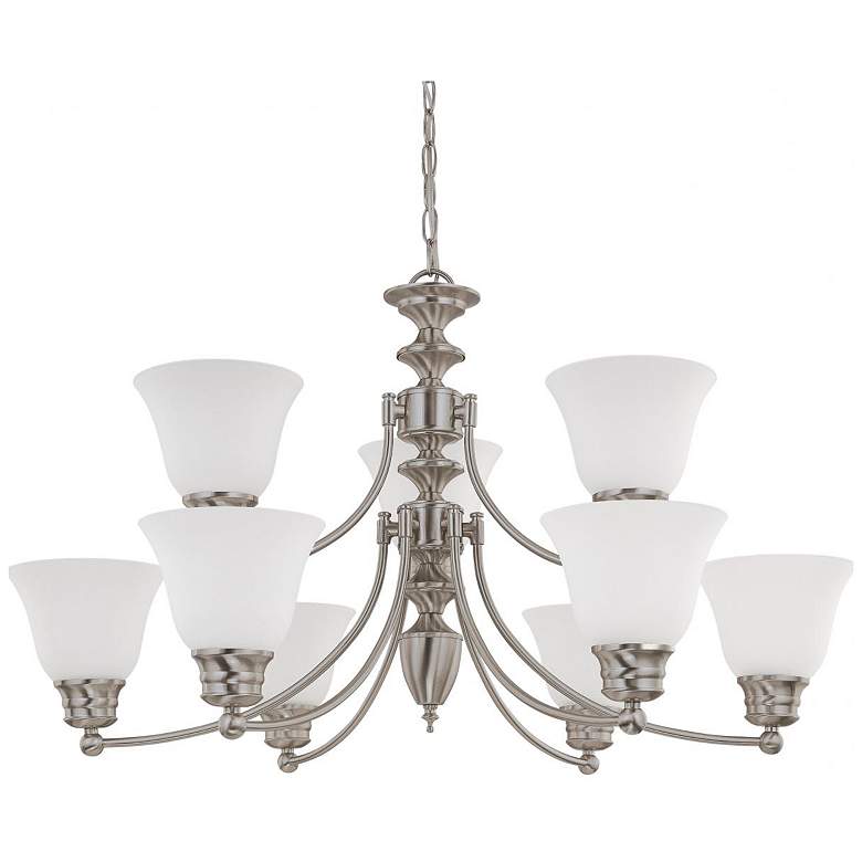 Image 1 Empire; 9 Light; 32 in.; Chandelier with Frosted White Glass