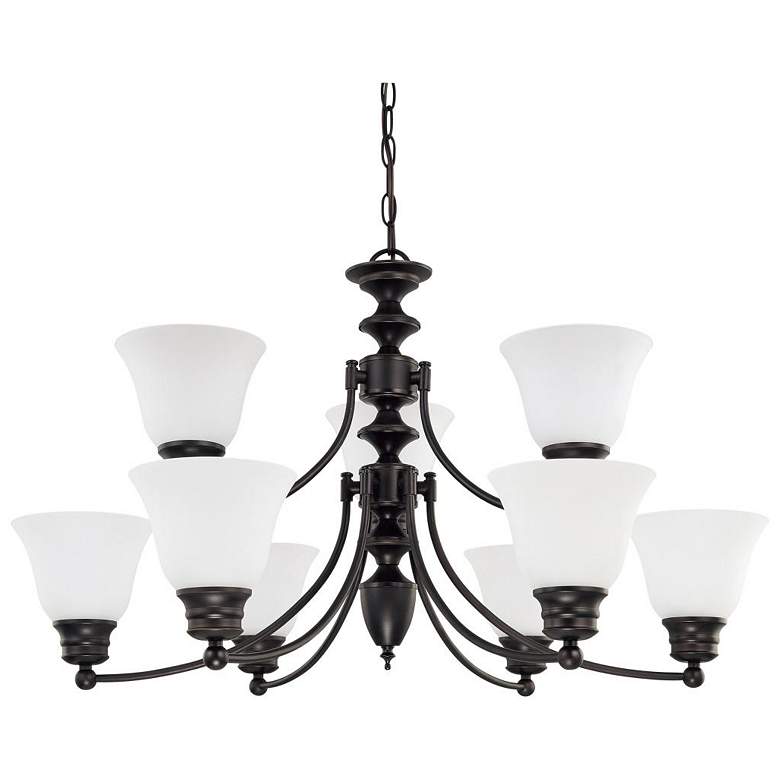 Image 1 Empire; 9 Light; 32 in.; Chandelier with Frosted White Glass