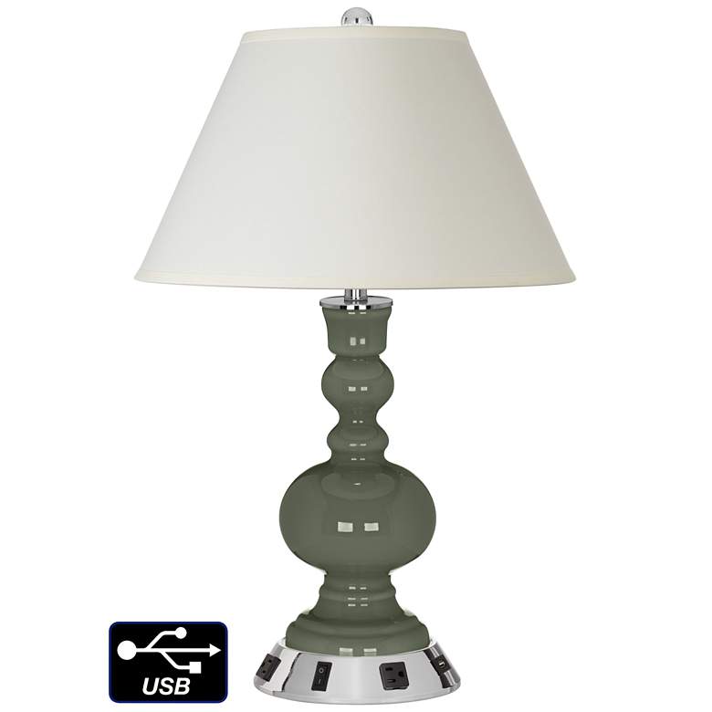 Image 1 Empire Apothecary Lamp Outlets and USB in Deep Lichen Green